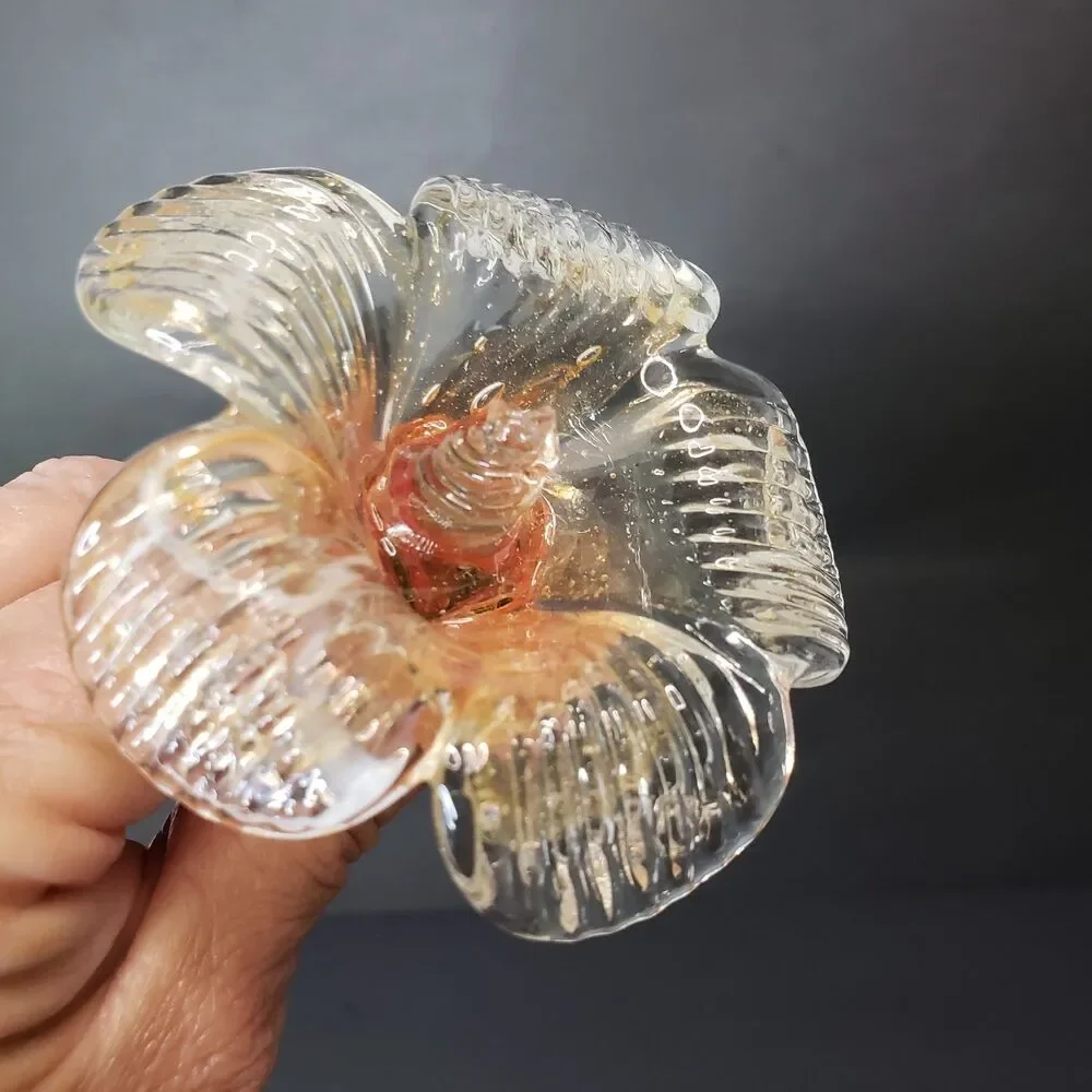 Beautiful Hand Blown Art Glass Translucent Flower Stem Sculpture 18